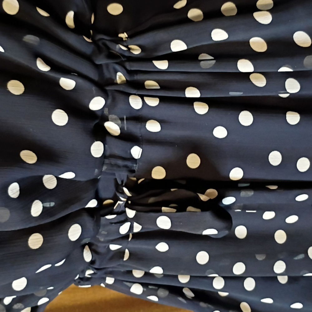 dressbarn Flapper Style Waist Navy Polka Dot Midi Dress - Picture 2 of 12
